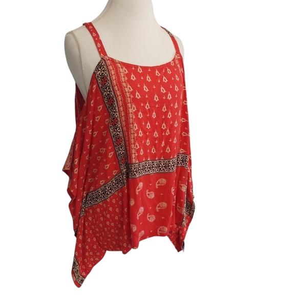 Hippie Laundry Boho Shirt Size M Red Bandana Style Lightweight Flowy Top - Picture 3 of 9